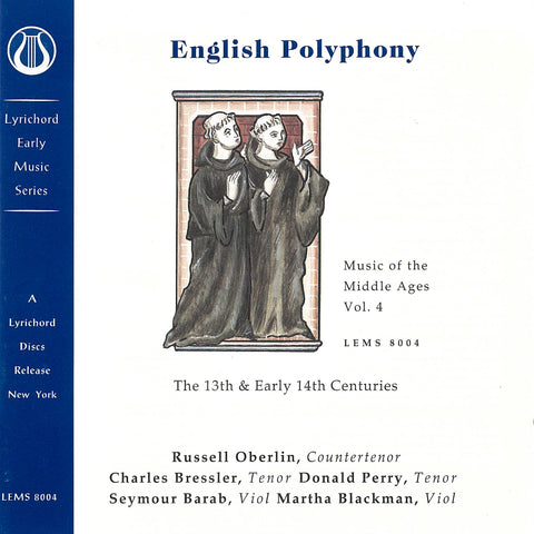 Music of the Middle Ages, Vol. 4: English Polyphony of the 13th and Early 14th Centuries <font color="bf0606"><i>DOWNLOAD ONLY</i></font> LEMS-8004