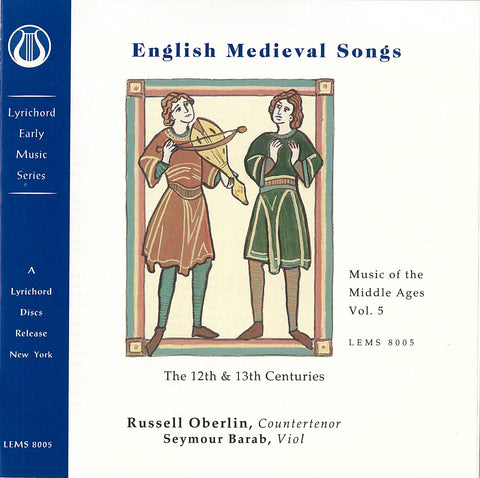 Music of the Middle Ages, Vol. 5: English Medieval Songs (12th and 13th Centuries) <font color="bf0606"><i>DOWNLOAD ONLY</i></font> LEMS-8005